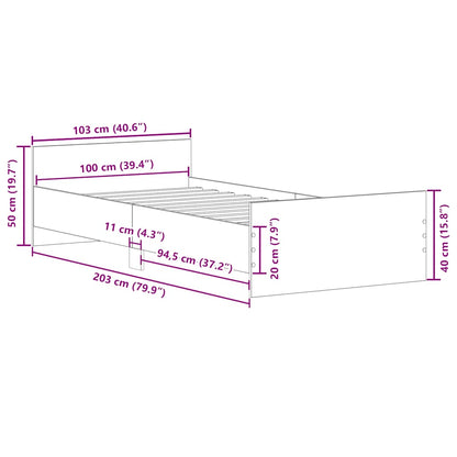 Bettgestell ohne Matratze Sonoma-Eiche 100x200 cm Holzwerkstoff