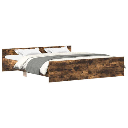 Bettgestell mit Kopf- und Fußteil Räuchereiche 160x200 cm