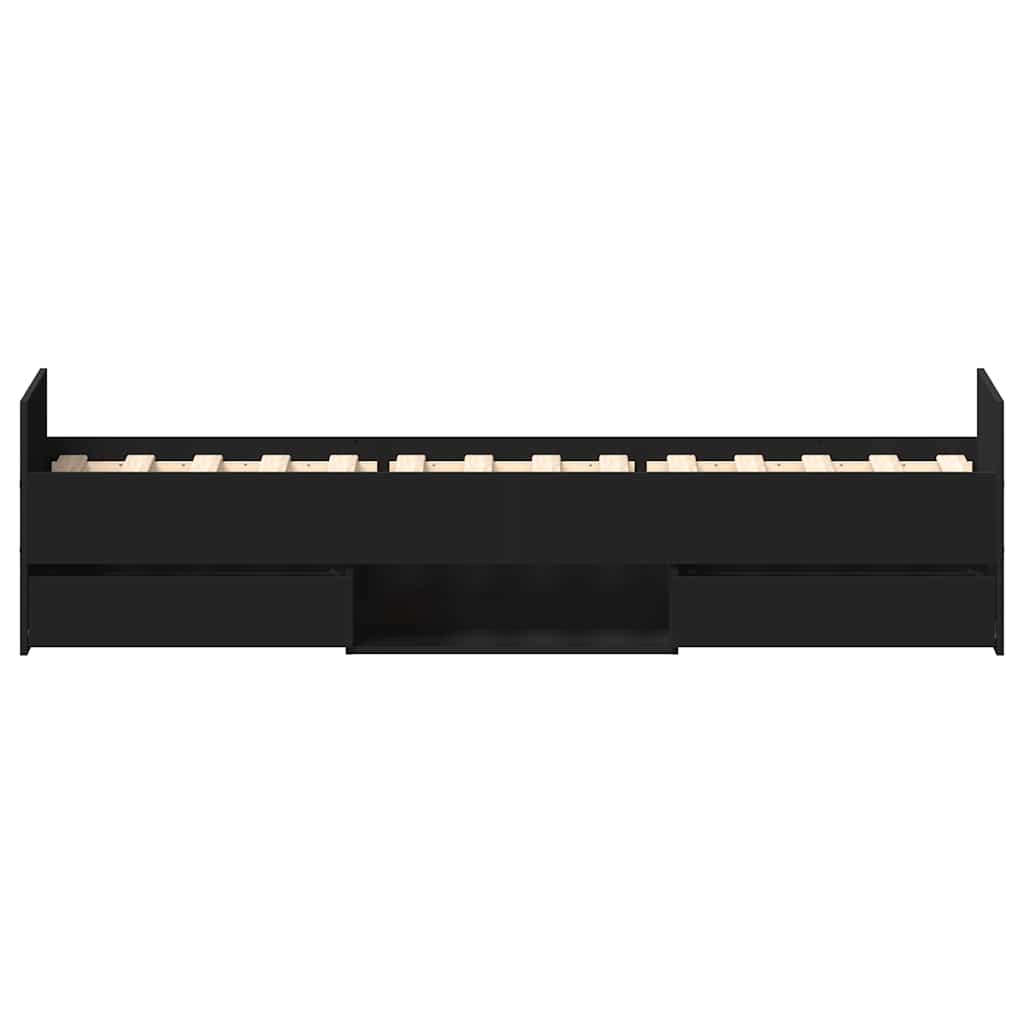 Bettgestell mit Kopf- und Fußteil Schwarz 90x200 cm