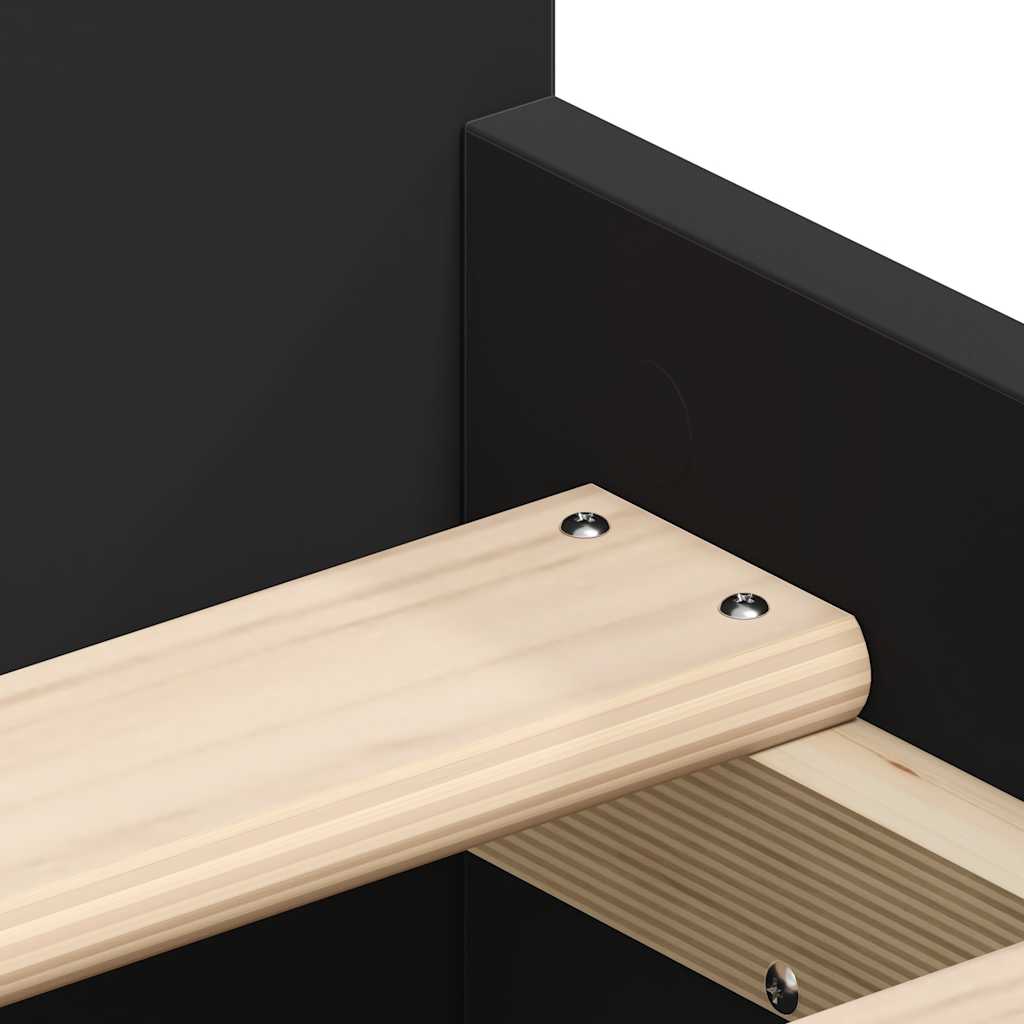 Bettgestell mit Kopf- und Fußteil Schwarz 90x190 cm