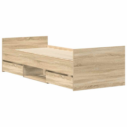 Bettgestell mit Kopf- und Fußteil Sonoma-Eiche 90x190 cm