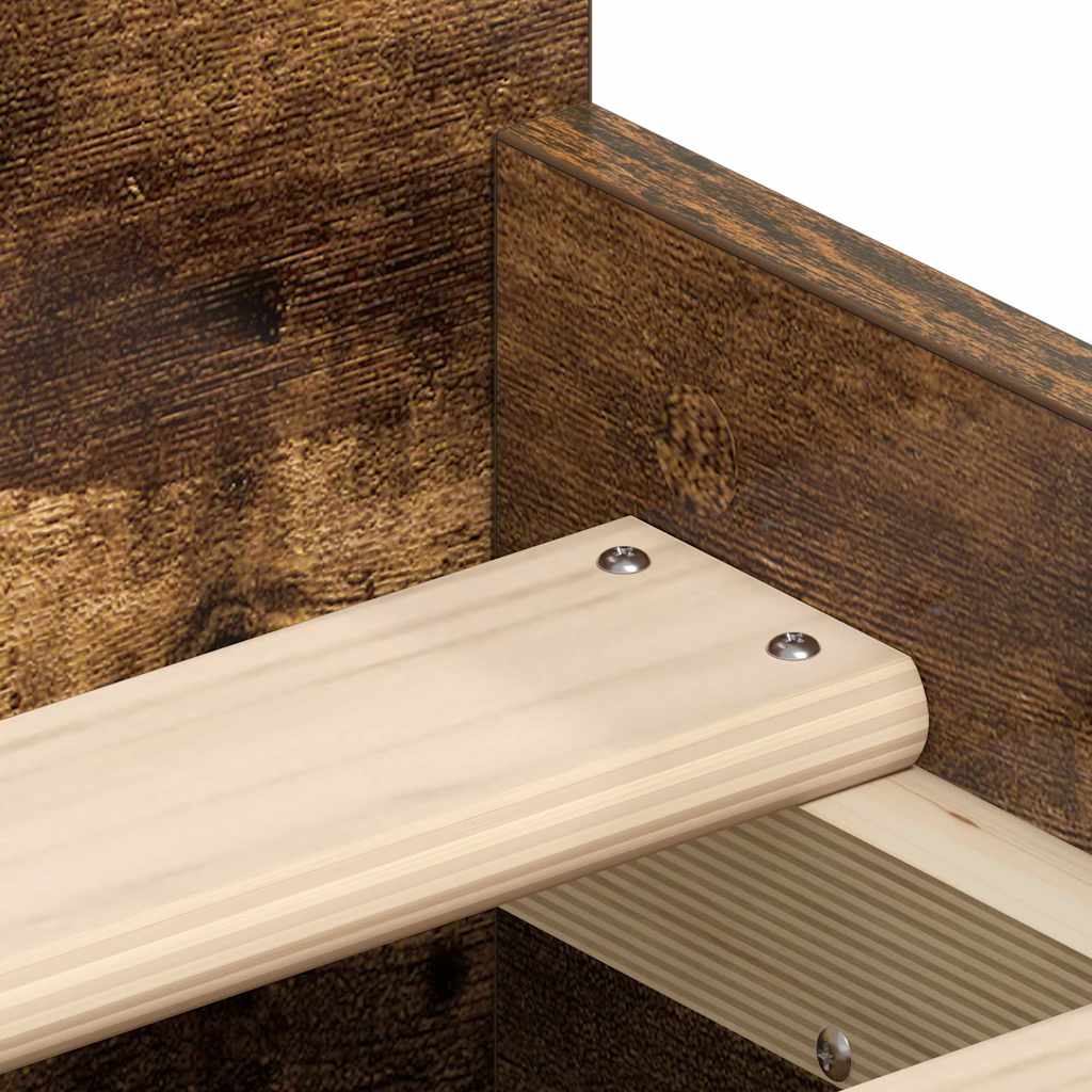 Bettgestell mit Kopf- und Fußteil Räuchereiche 75x190 cm