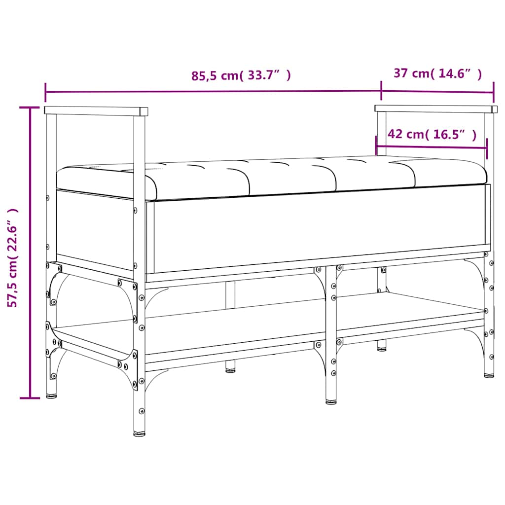Schuhbank Räuchereiche 85,5x42x57,5 cm Holzwerkstoff