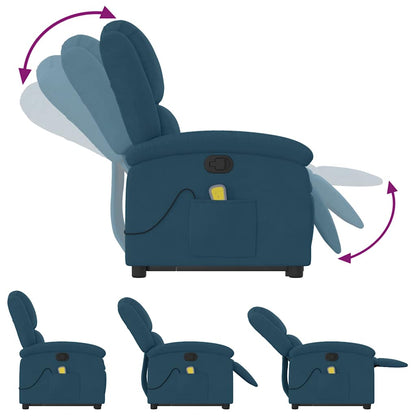 Massagesessel mit Aufstehhilfe Blau Samt