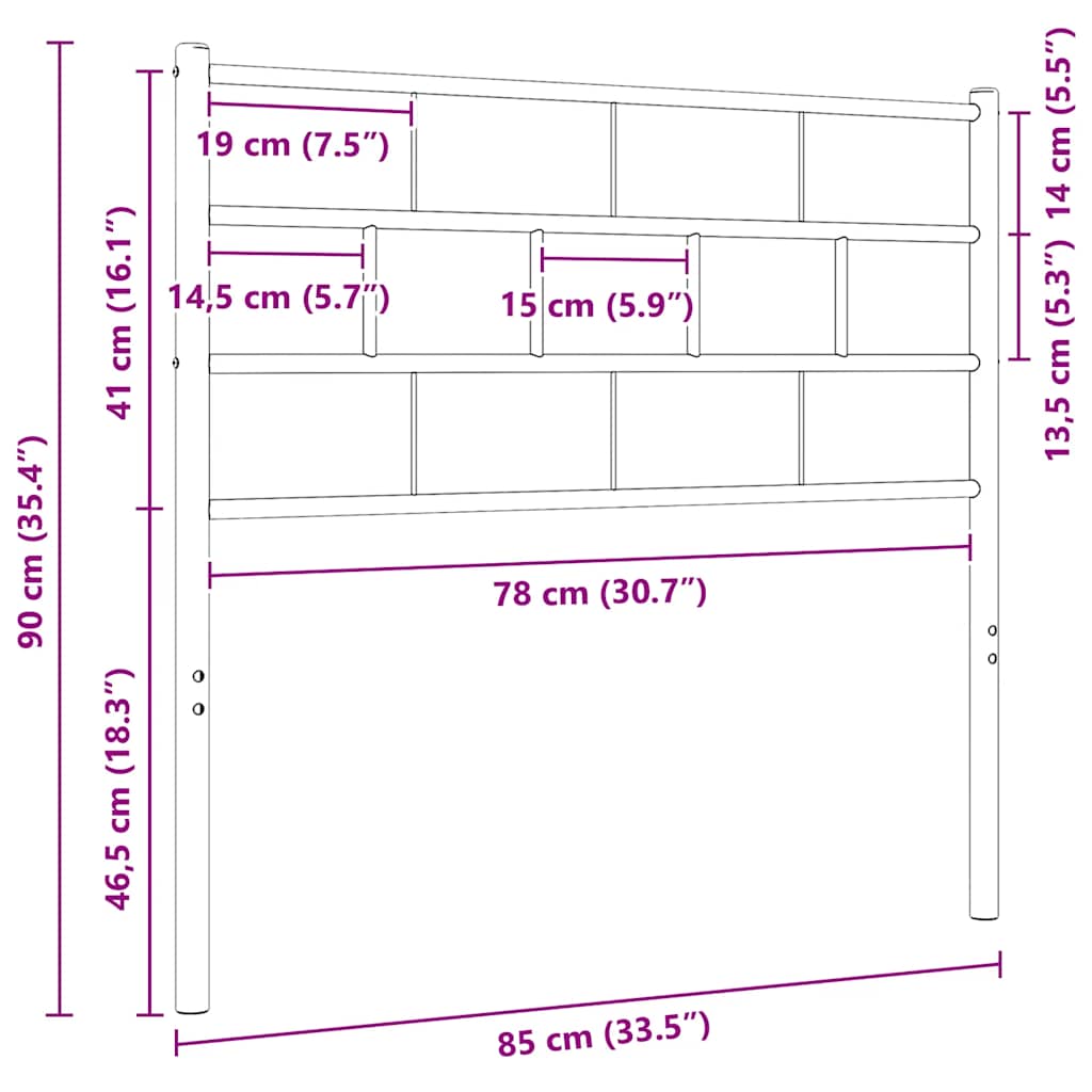 Ersatz-Kopfteil Metall Schwarz 80 cm