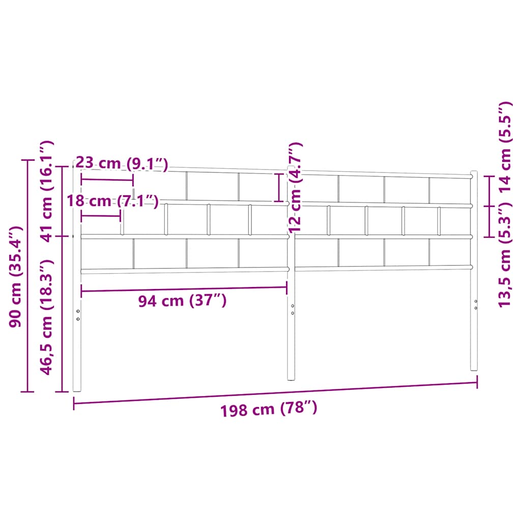Ersatz-Kopfteil Metall Weiß 193 cm