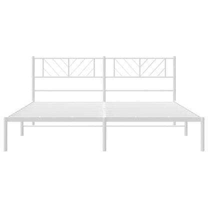 Bettgestell mit Kopfteil Metall Weiß 183x213 cm