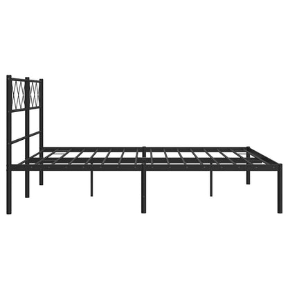 Bettgestell mit Kopfteil Metall Schwarz 135x190 cm