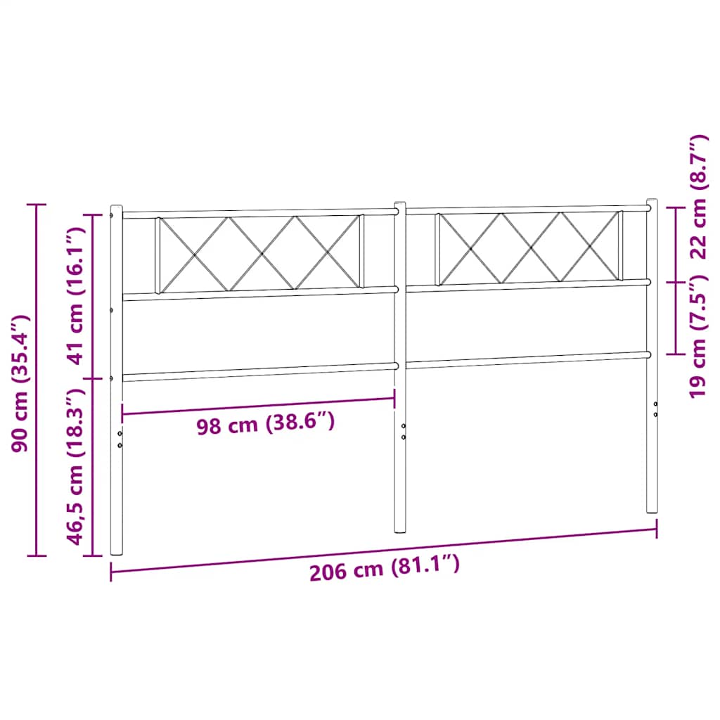 Ersatz-Kopfteil Metall Schwarz 200 cm