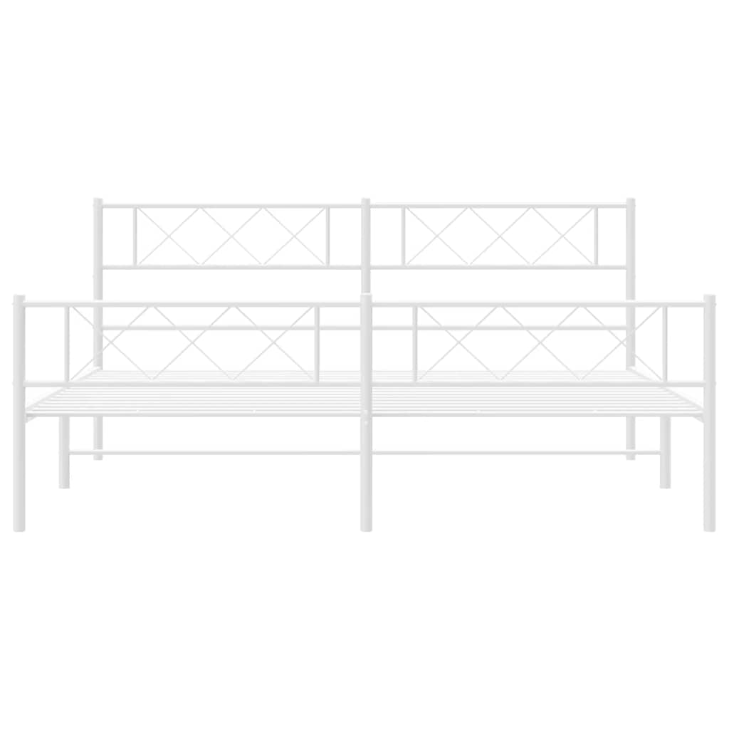 Bettgestell mit Kopf- und Fußteil Metall Weiß 183x213 cm