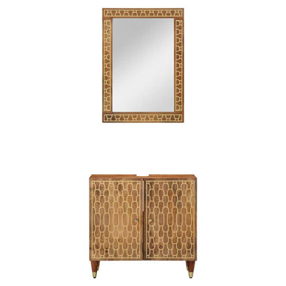 2-tlg. Badmöbel-Set Massivholz Mango