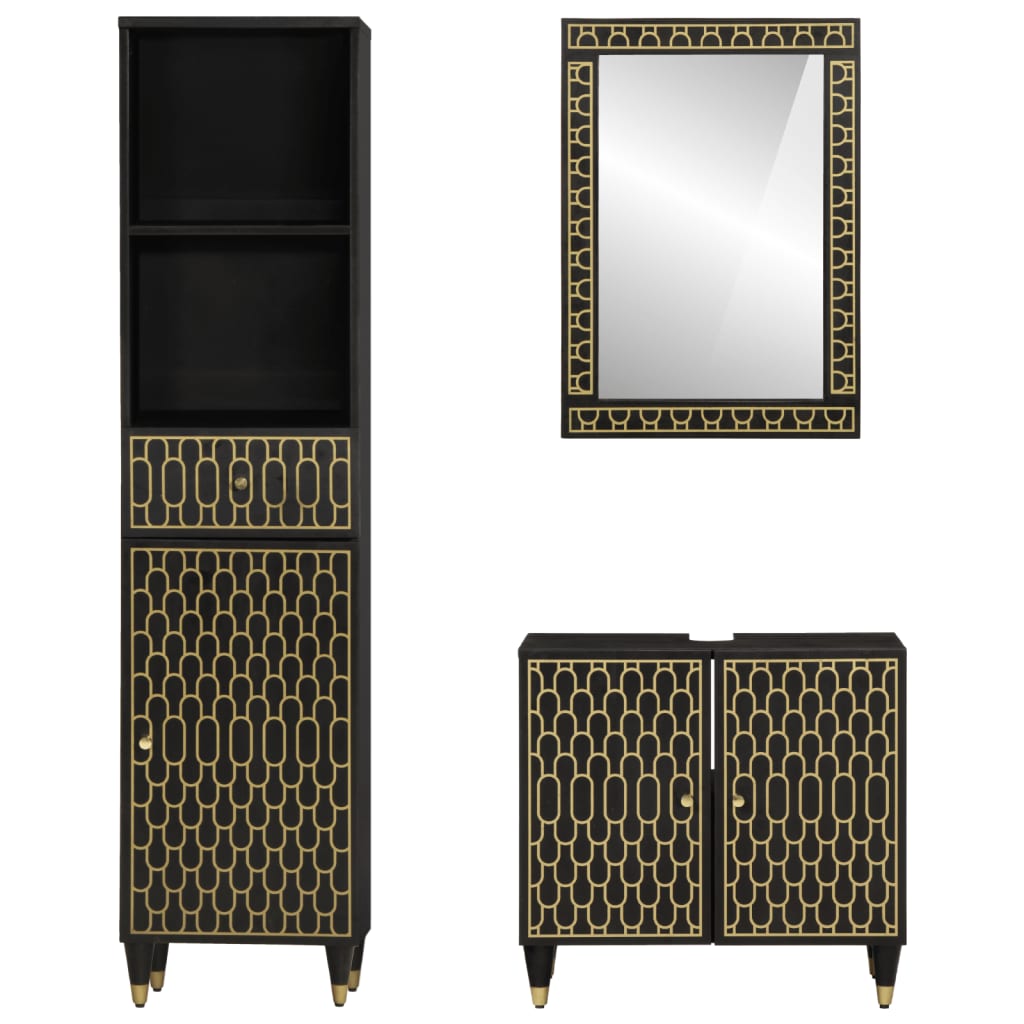 3-tlg. Badmöbel-Set Massivholz Mango