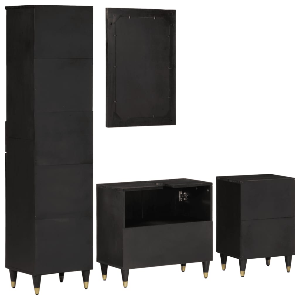 4-tlg. Badmöbel-Set Massivholz Mango