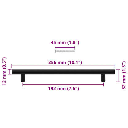 Möbelgriffe 5 Stk. Schwarz 192 mm Edelstahl