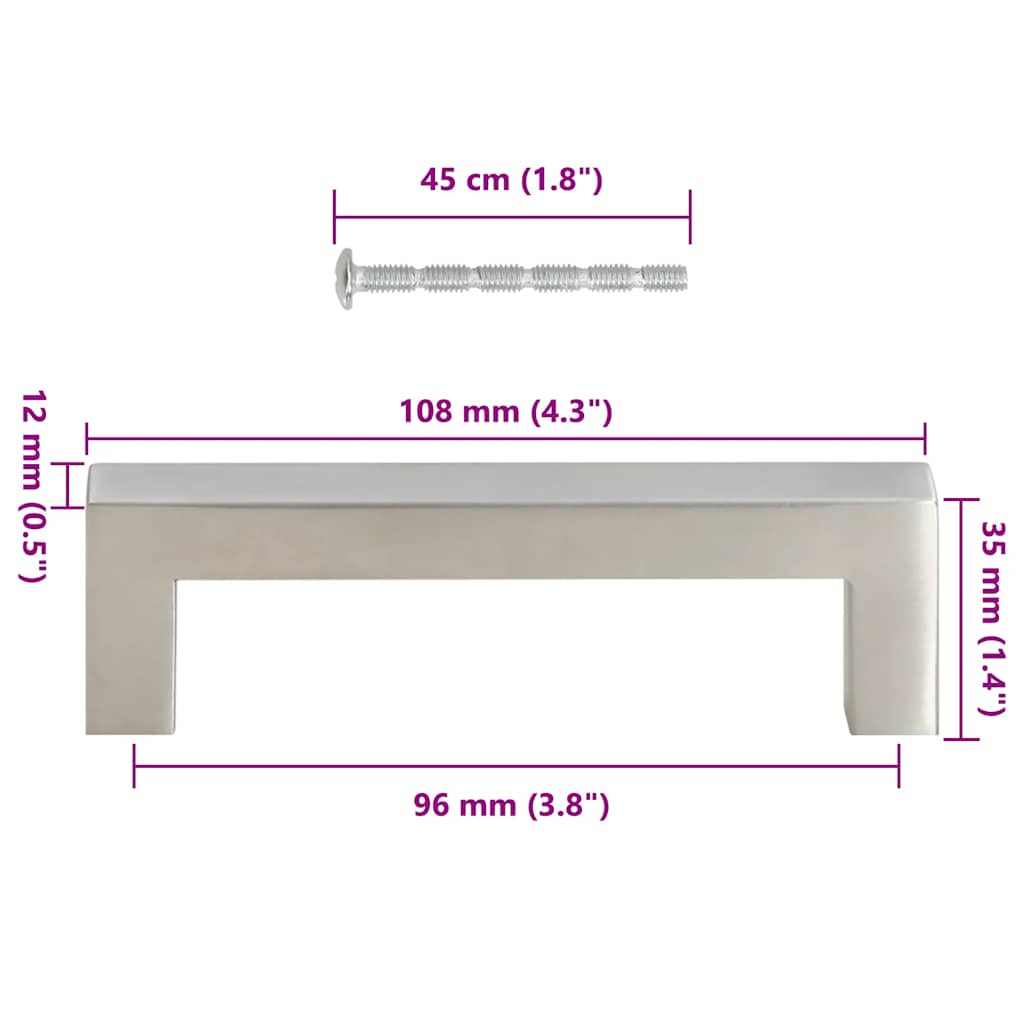 Möbelgriffe 10 Stk. Silbern 96 mm Edelstahl