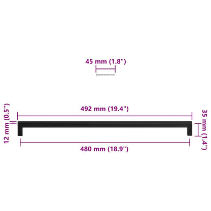 Möbelgriffe 5 Stk. Schwarz 480 mm Edelstahl