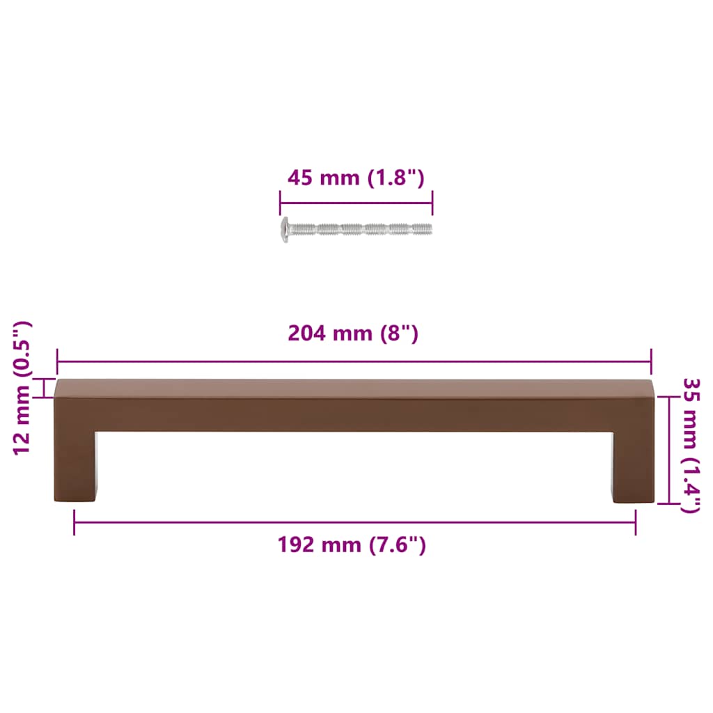 Möbelgriffe 5 Stk. Bronzen 192 mm Edelstahl