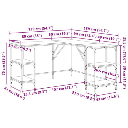 Schreibtisch Sonoma-Eiche 139x139x75 cm Holzwerkstoff