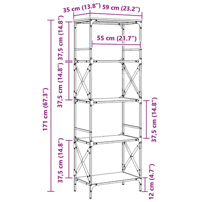 Bücherregal 5 Böden Grau Sonoma 59x35x171 cm Holzwerkstoff