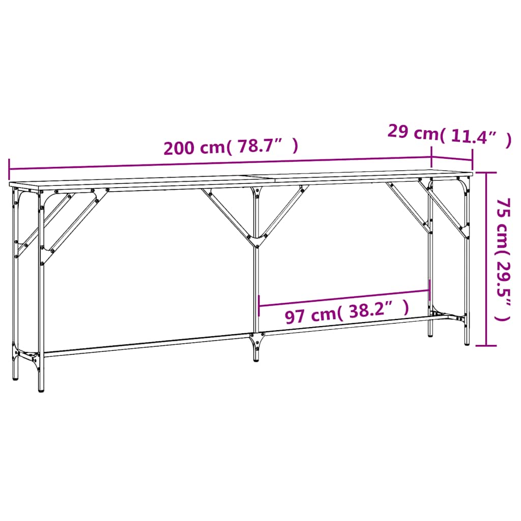 Konsolentisch Schwarz 200x29x75 cm Holzwerkstoff