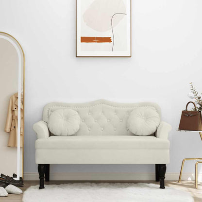 Sitzbank mit Kissen Creme 120,5x65x75 cm Samt