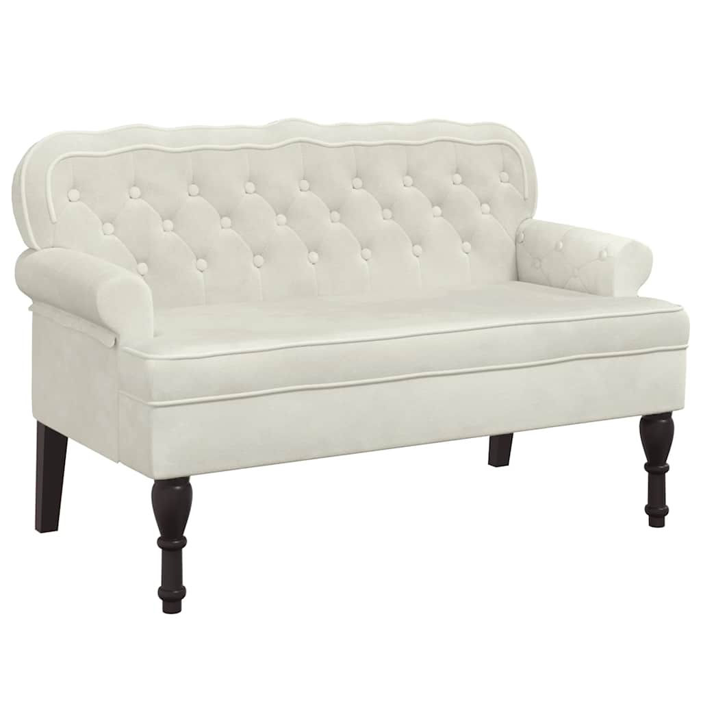 Sitzbank mit Rückenlehne Creme 119,5x64,5x75 cm Samt