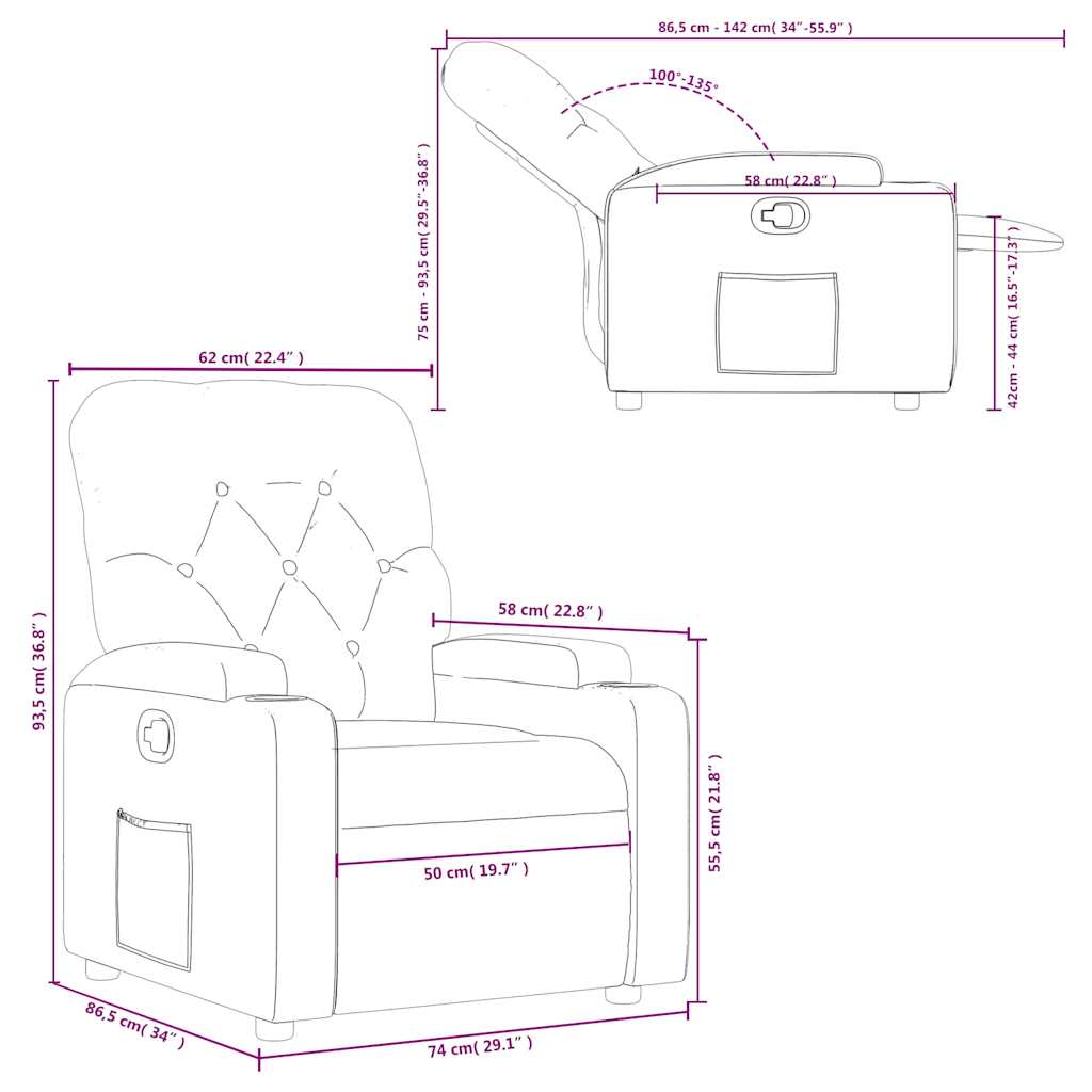 Relaxsessel Dunkelgrau Stoff