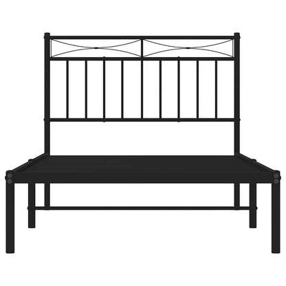 Bettgestell mit Kopfteil Metall Schwarz 100x190 cm