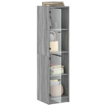 Highboard mit Glastüren Grau Sonoma 35x37x142 cm