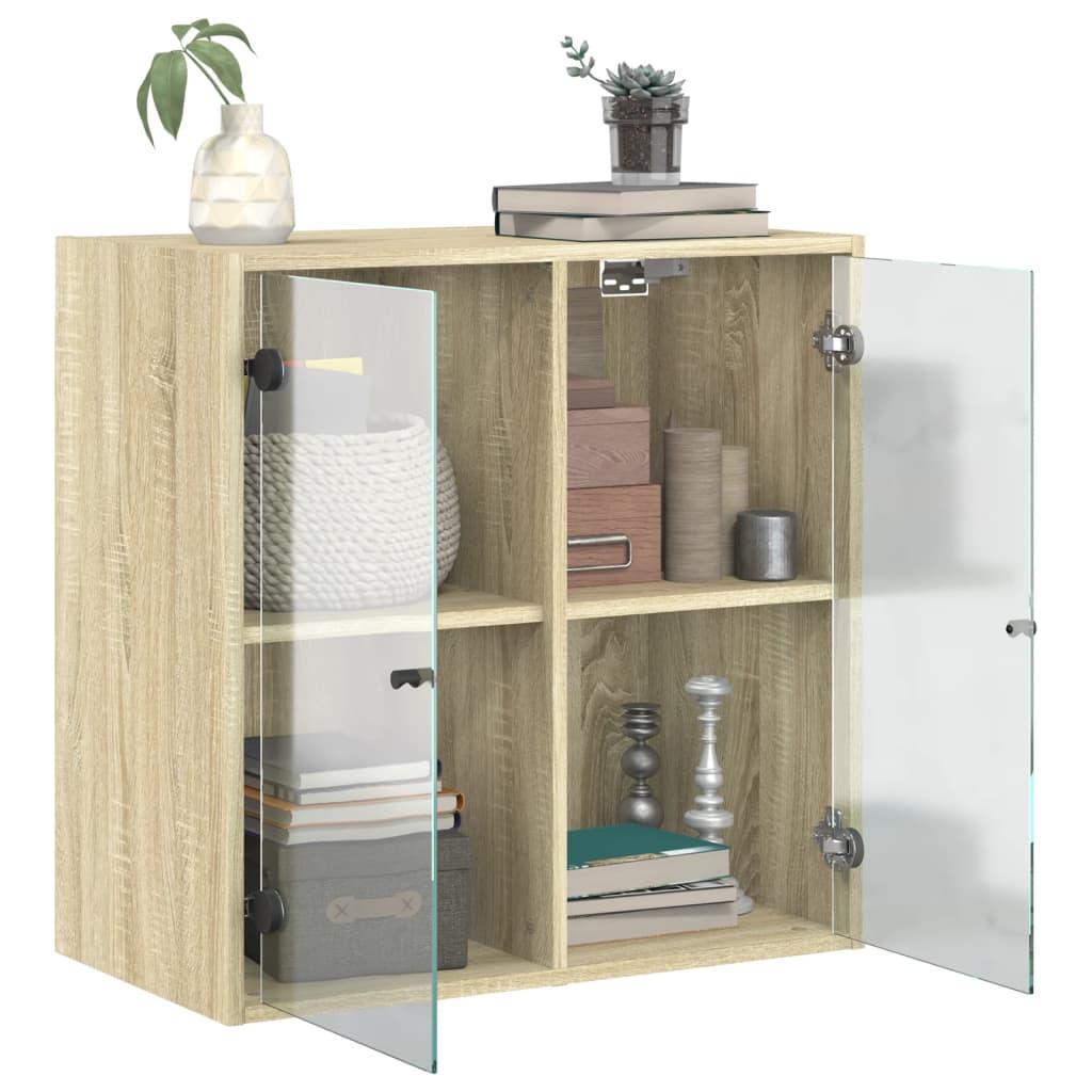 Wandschrank mit Glastüren Sonoma-Eiche 68x37x68,5 cm