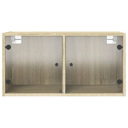 Wandschrank mit Glastüren Sonoma-Eiche 68,5x37x35 cm