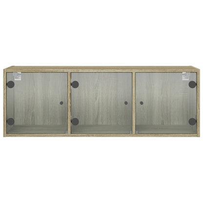 Wandschrank mit Glastüren Sonoma-Eiche 102x37x35 cm