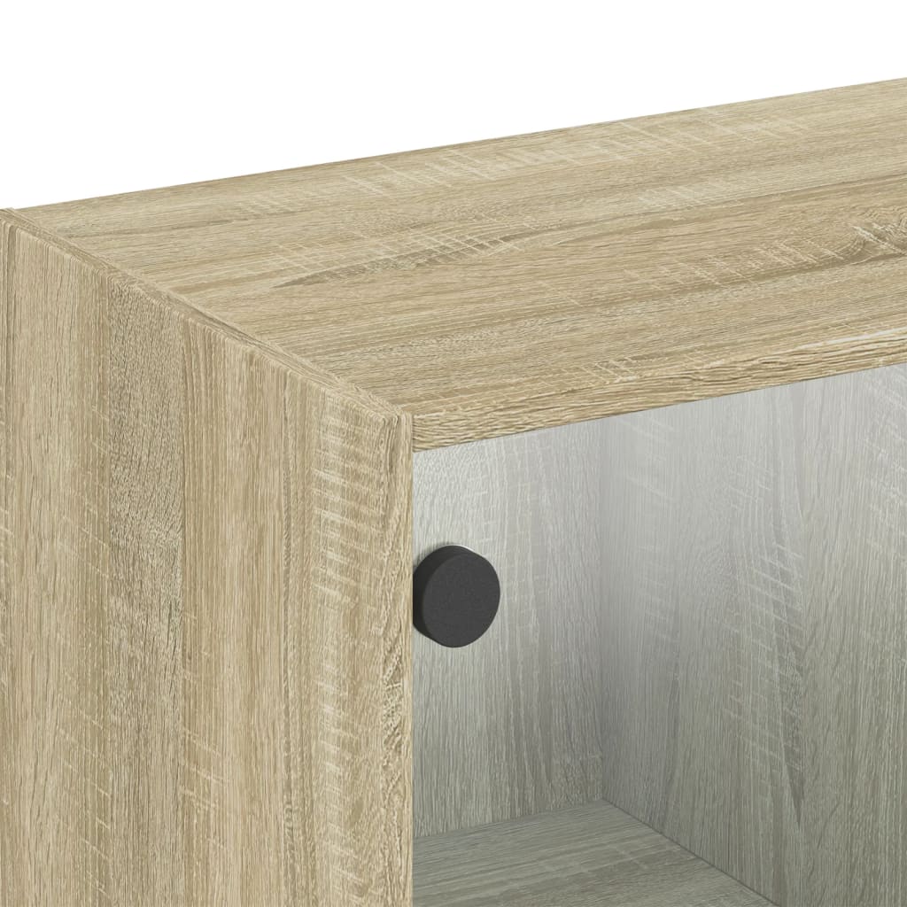 Wandschrank mit Glastüren Sonoma-Eiche 102x37x35 cm