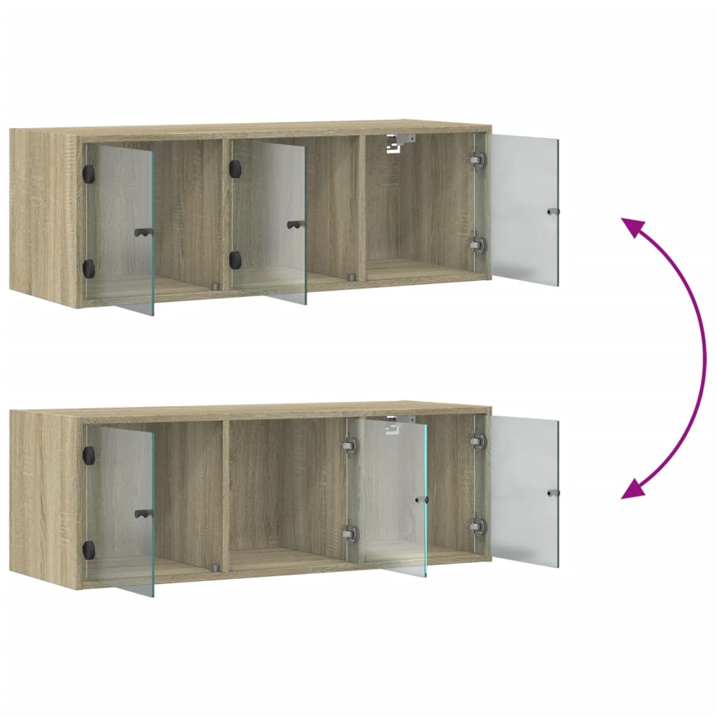 Wandschrank mit Glastüren Sonoma-Eiche 102x37x35 cm