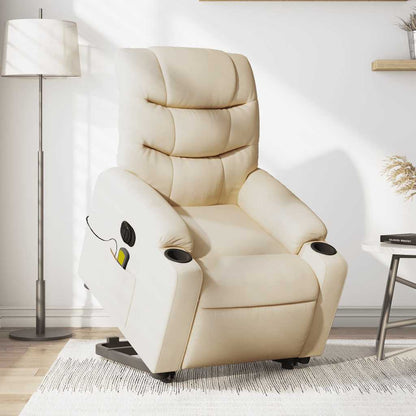 Elektrischer Massagesessel mit Aufstehhilfe Creme Stoff