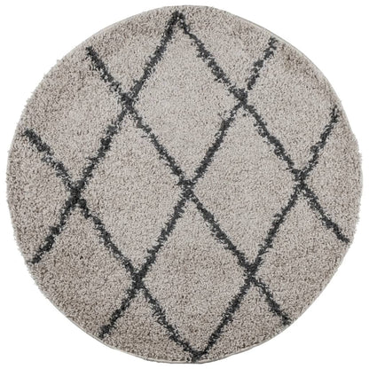 Shaggy-Teppich PAMPLONA Hochflor Modern Beige Anthrazit Ø 80 cm