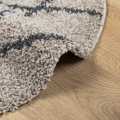 Shaggy-Teppich PAMPLONA Hochflor Modern Beige Anthrazit Ø 100cm