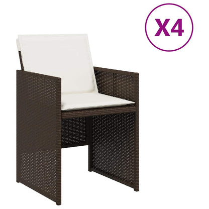 Gartenstühle mit Kissen 4 Stk. Braun Poly Rattan