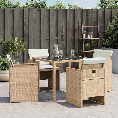 Gartenstühle mit Kissen 4 Stk. Beige Poly Rattan