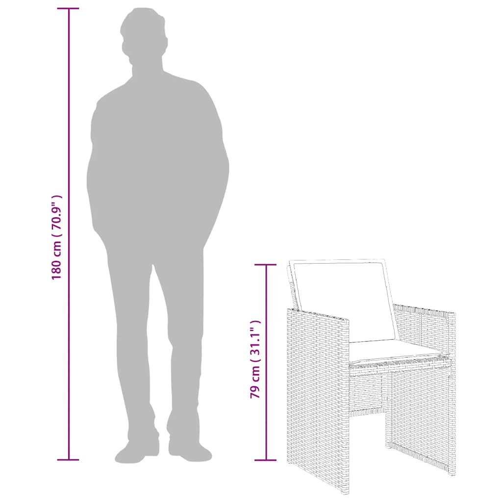 Gartenstühle mit Kissen 4 Stk. Beigemischung Poly Rattan