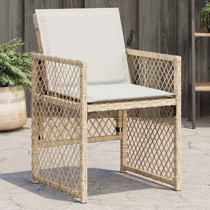 Gartenstühle mit Kissen 4 Stk. Beige Poly Rattan