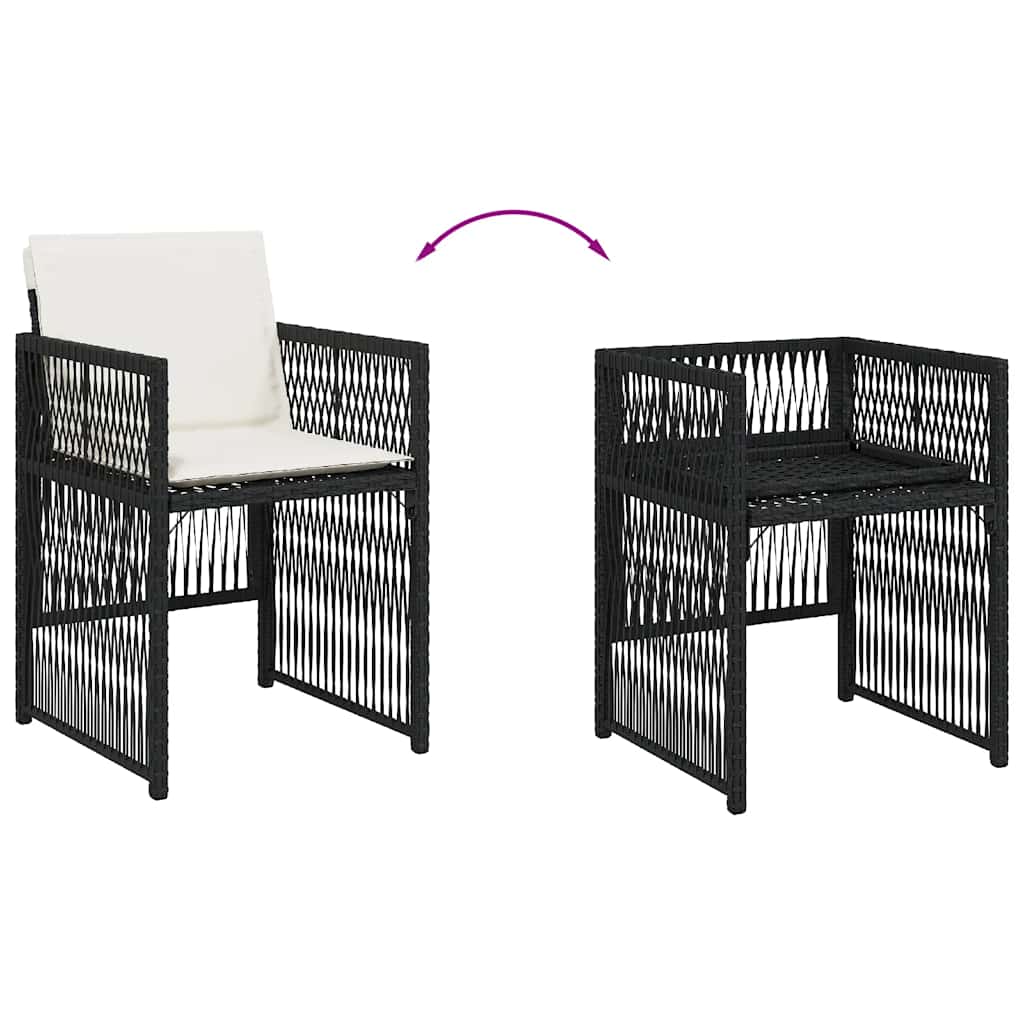 Gartenstühle mit Kissen 4 Stk. Schwarz Poly Rattan