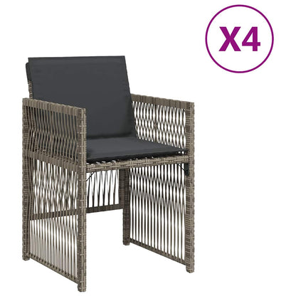 Gartenstühle mit Kissen 4 Stk. Grau Poly Rattan