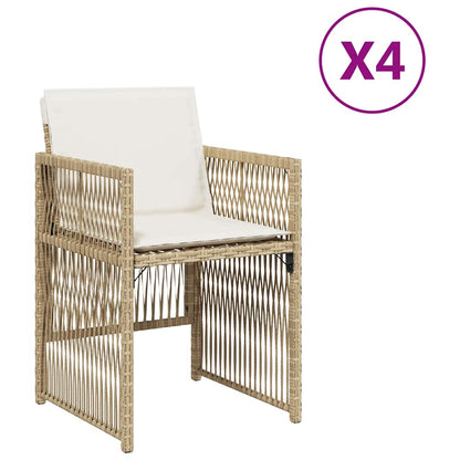 Gartenstühle mit Kissen 4 Stk. Beige Poly Rattan