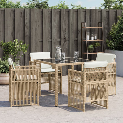 Gartenstühle mit Kissen 4 Stk. Beige Poly Rattan