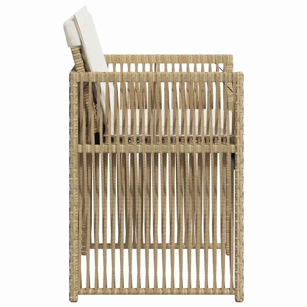 Gartenstühle mit Kissen 4 Stk. Beige Poly Rattan