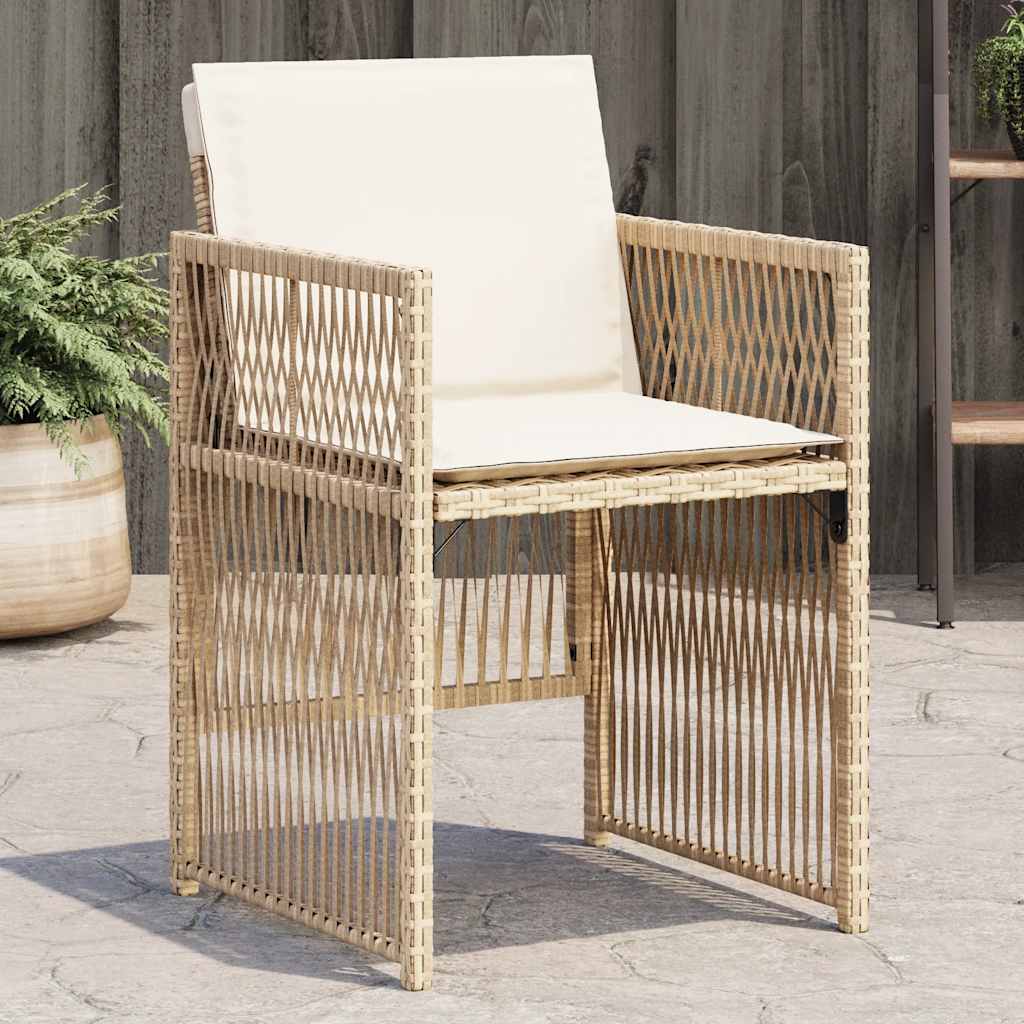 Gartenstühle mit Kissen 4 Stk. Beige Poly Rattan
