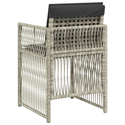 Gartenstühle mit Kissen 4 Stk. Hellgrau Poly Rattan