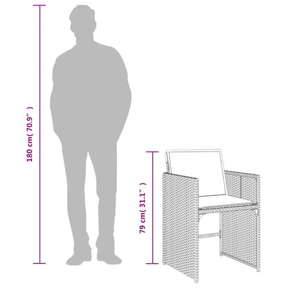 Gartenstühle mit Kissen 4 Stk. Grau Poly Rattan