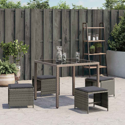 Gartenhocker mit Kissen 4 Stk. Grau 41x41x36 cm Poly Rattan